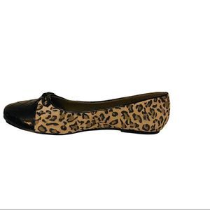 JL Studio - Black leather toed leopard suede print flats - Size 10W